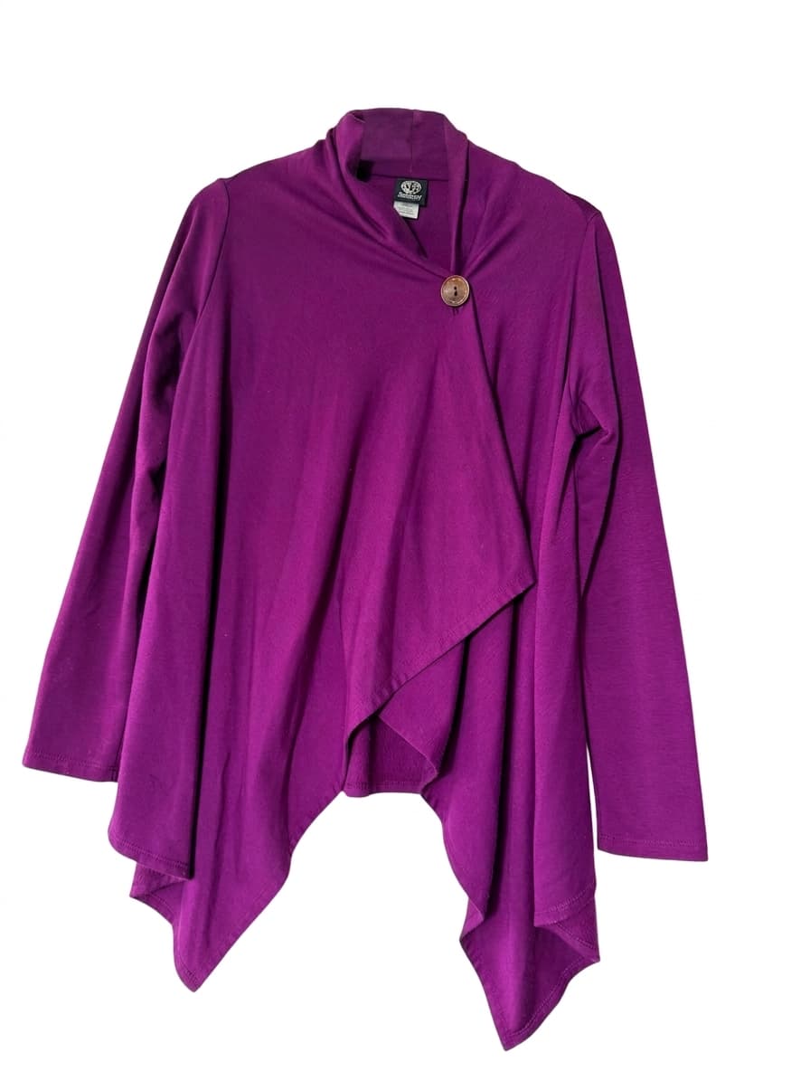 Bobeau Women's Asymmetrical Button-Front Cardigan Purple Size M — photo 1 of 4