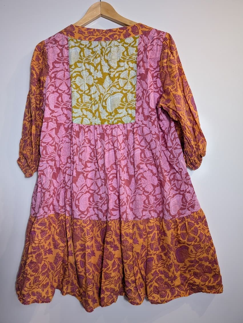 Boom Shankar Floral Tiered Tunic Dress Pink & Orange Size 14 — photo 5 of 7