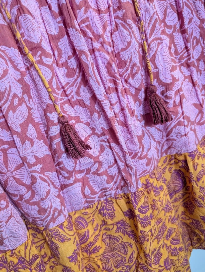 Boom Shankar Floral Tiered Tunic Dress Pink & Orange Size 14 — photo 6 of 7