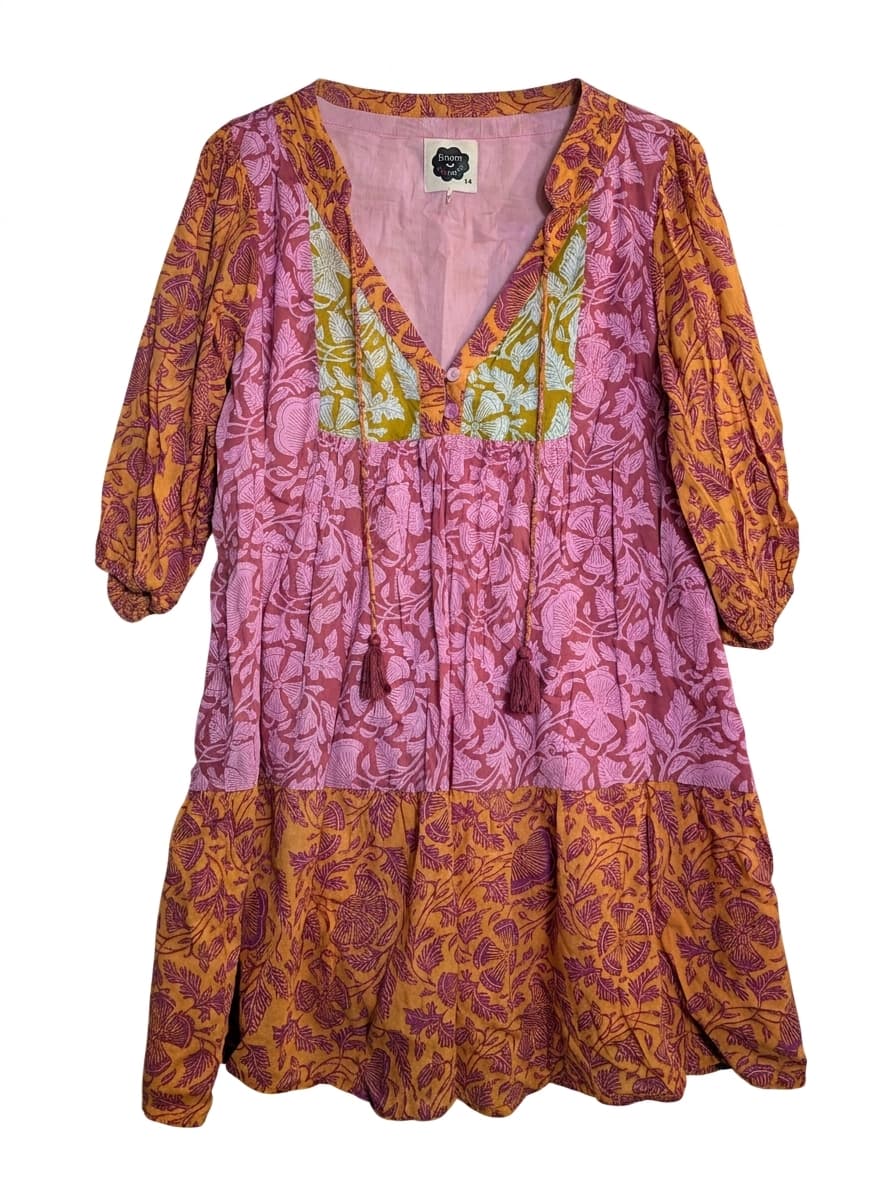 Boom Shankar Floral Tiered Tunic Dress Pink & Orange Size 14 — photo 1 of 7