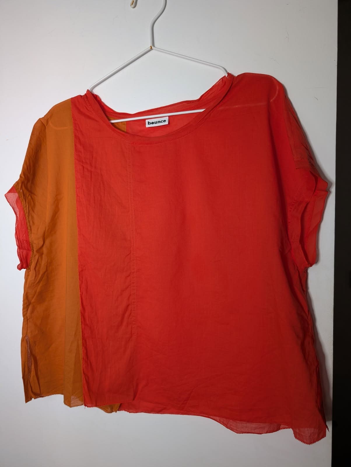 Bounce Clothing Colour Block T-Shirt - Red & Brown Cotton Voile Size M — photo 1 of 6