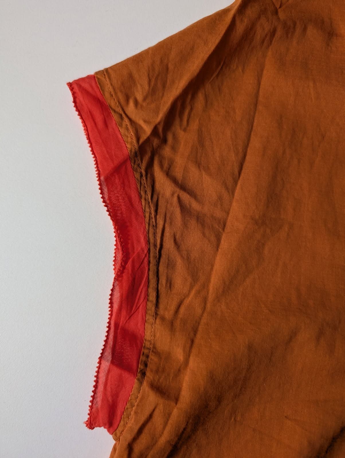 Bounce Clothing Colour Block T-Shirt - Red & Brown Cotton Voile Size M — photo 6 of 6