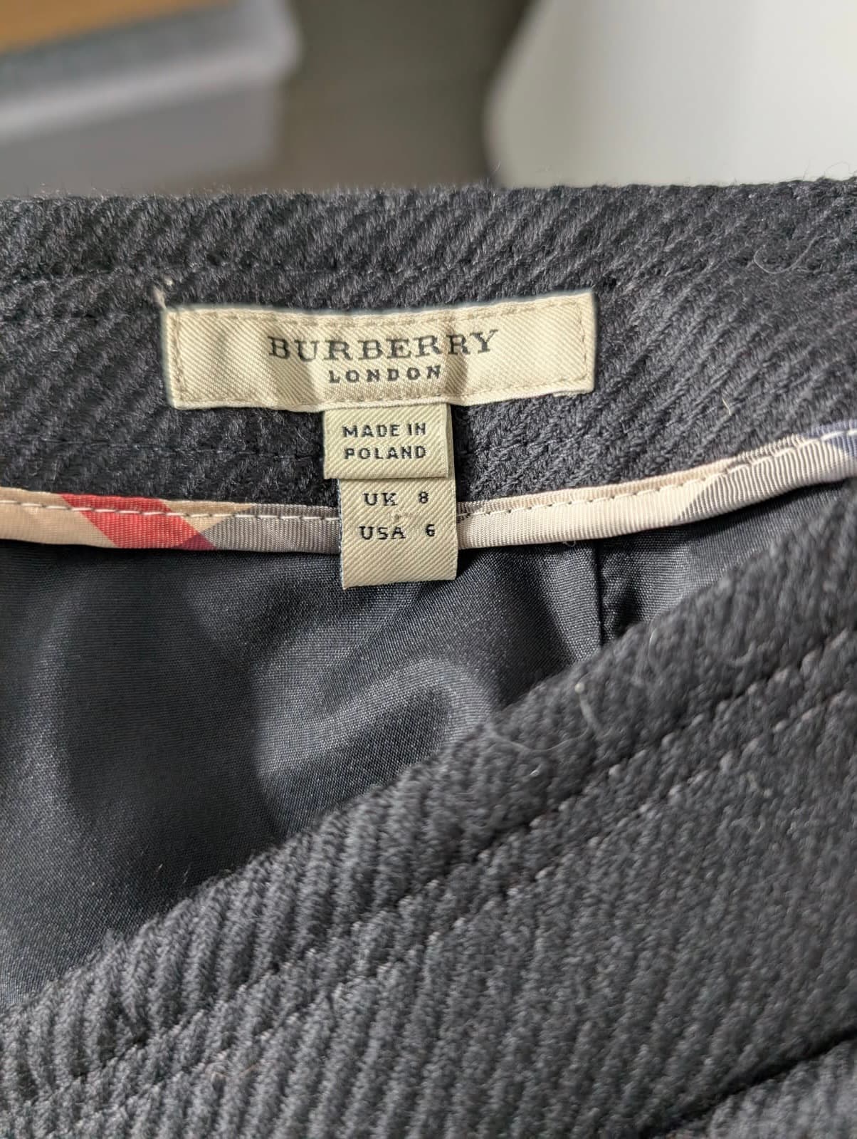 Burberry London Black Herringbone Wool Mini Skirt - UK 8 / US 6 — photo 3 of 6
