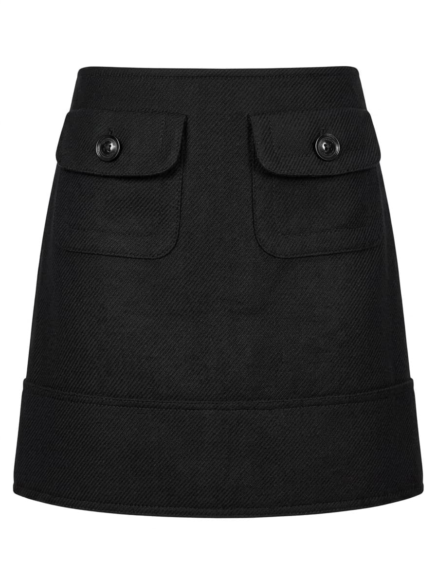 Burberry London Black Herringbone Wool Mini Skirt - UK 8 / US 6 — photo 1 of 6