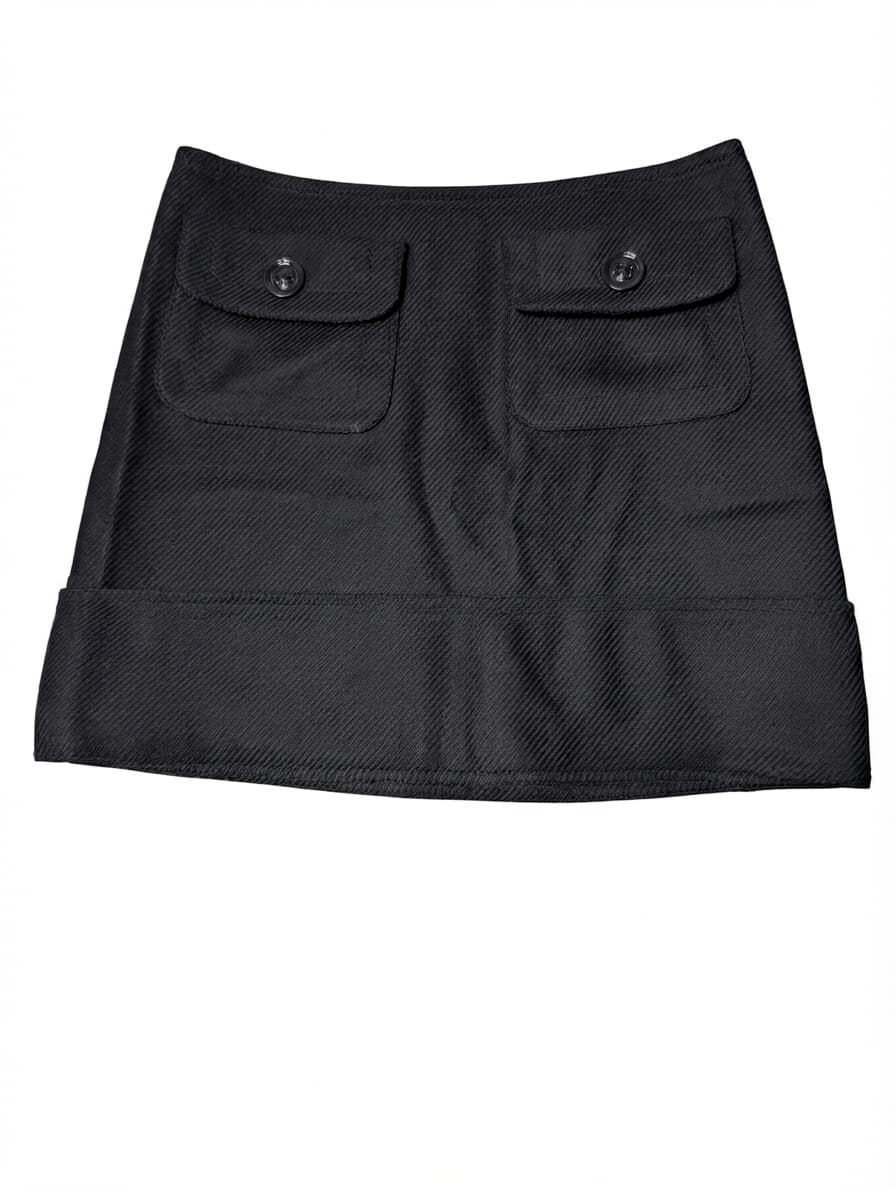Burberry London Herringbone Wool Mini Skirt Black UK 8 — photo 1 of 5