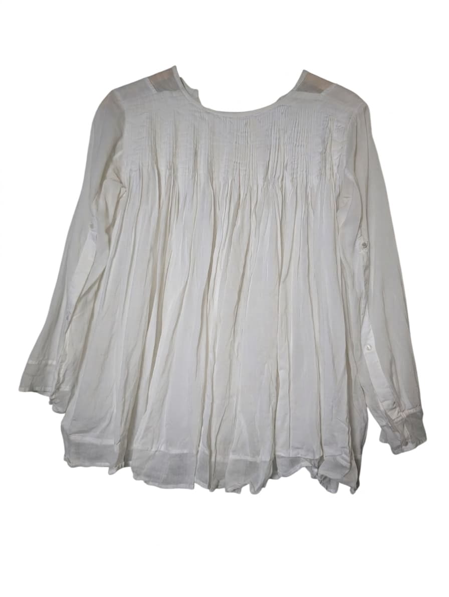 By Malene Birger Gauze Tunic Blouse White Pleated Detail — photo 1 of 6