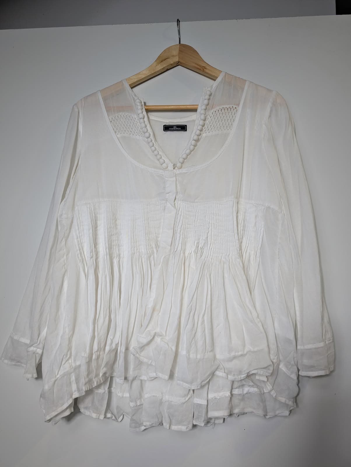 By Malene Birger Gauze Tunic Blouse White Pleated Detail — photo 6 of 6