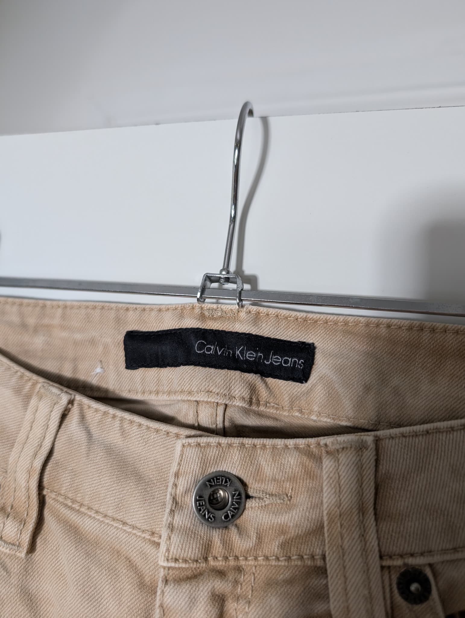 Calvin Klein Jeans Corduroy Pants Tan Rhinestone Detail — photo 4 of 10