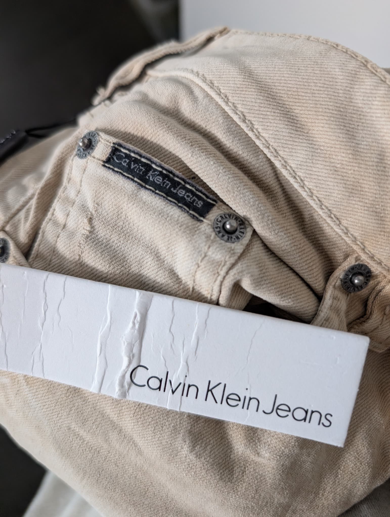 Calvin Klein Jeans Corduroy Pants Tan Rhinestone Detail — photo 9 of 10