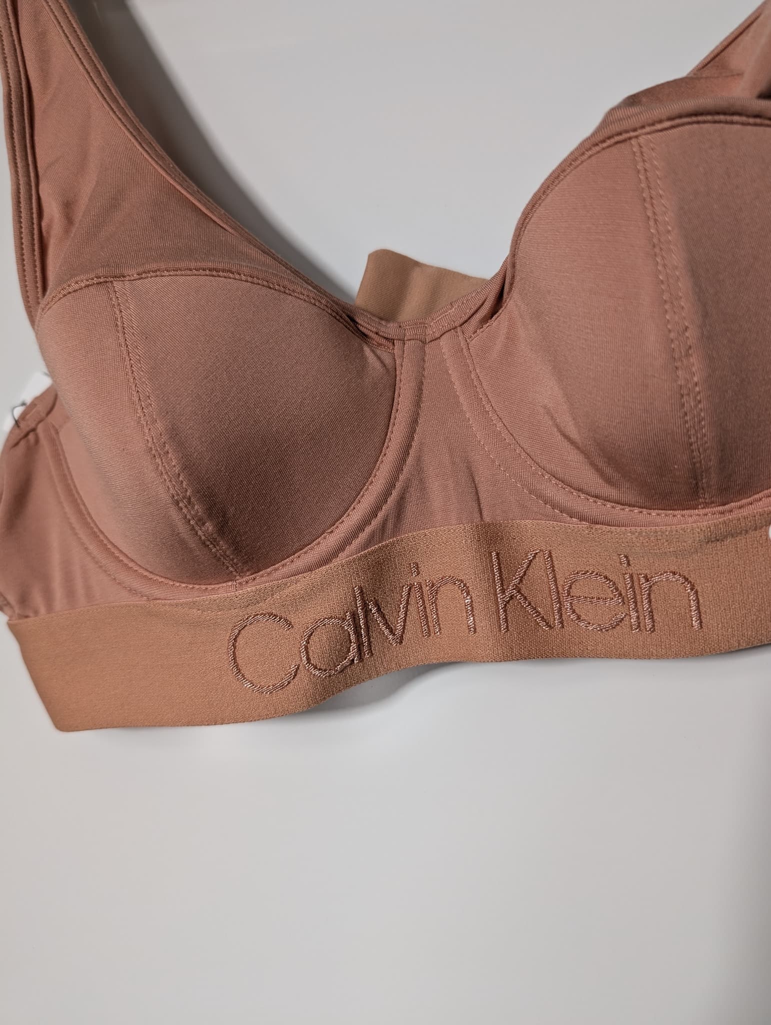 Calvin Klein Lightly Lined Bralette Nude Tonal Logo 34B — photo 2 of 7