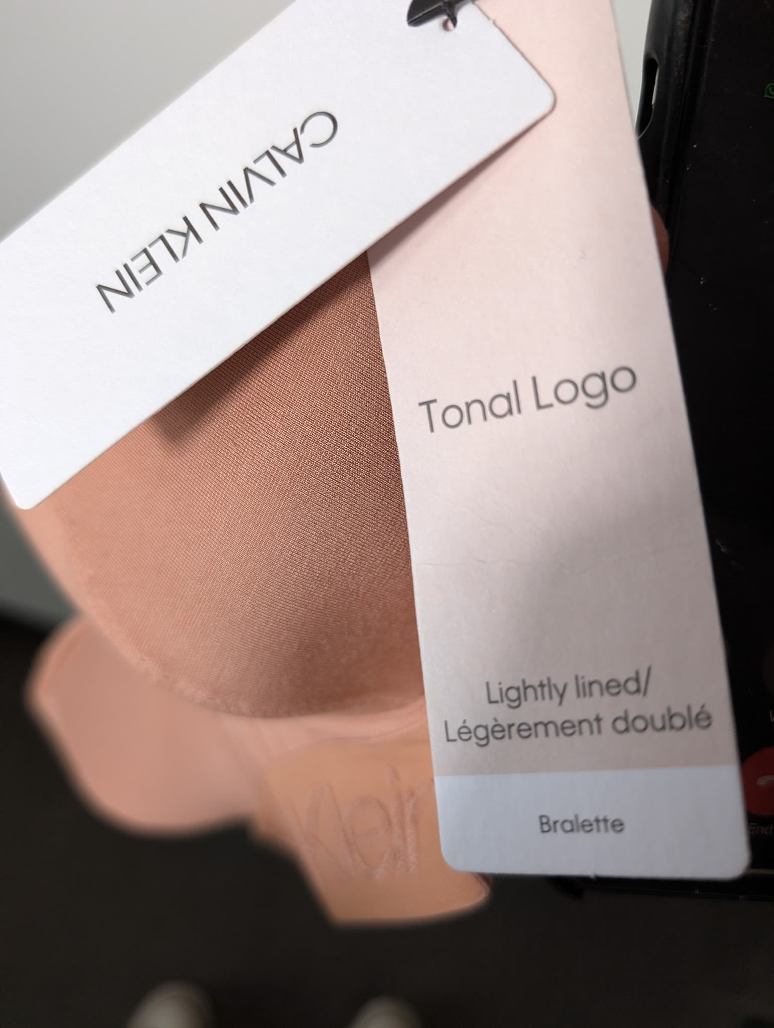 Calvin Klein Lightly Lined Bralette Nude Tonal Logo 34B — photo 4 of 7