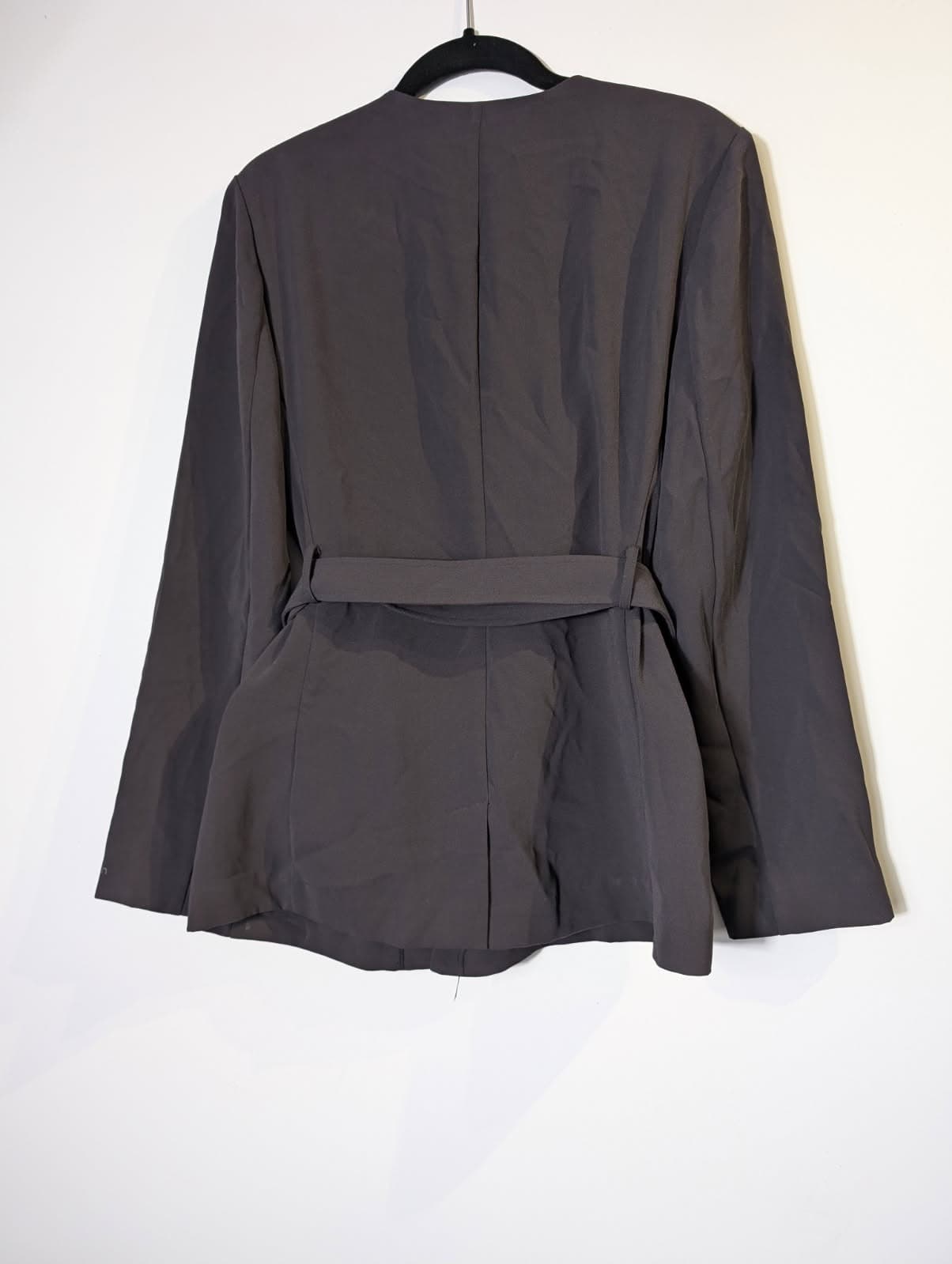 Calvin Klein Women's Open Front Belted Blazer Dark Grey Size 38 — photo 2 of 7