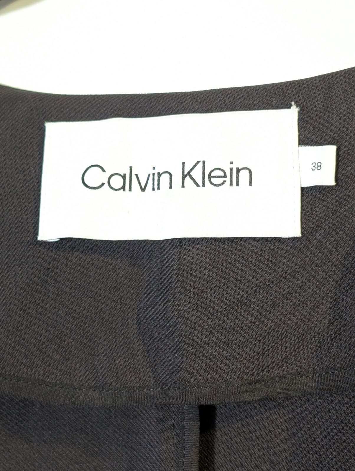 Calvin Klein Women's Open Front Belted Blazer Dark Grey Size 38 — photo 6 of 7