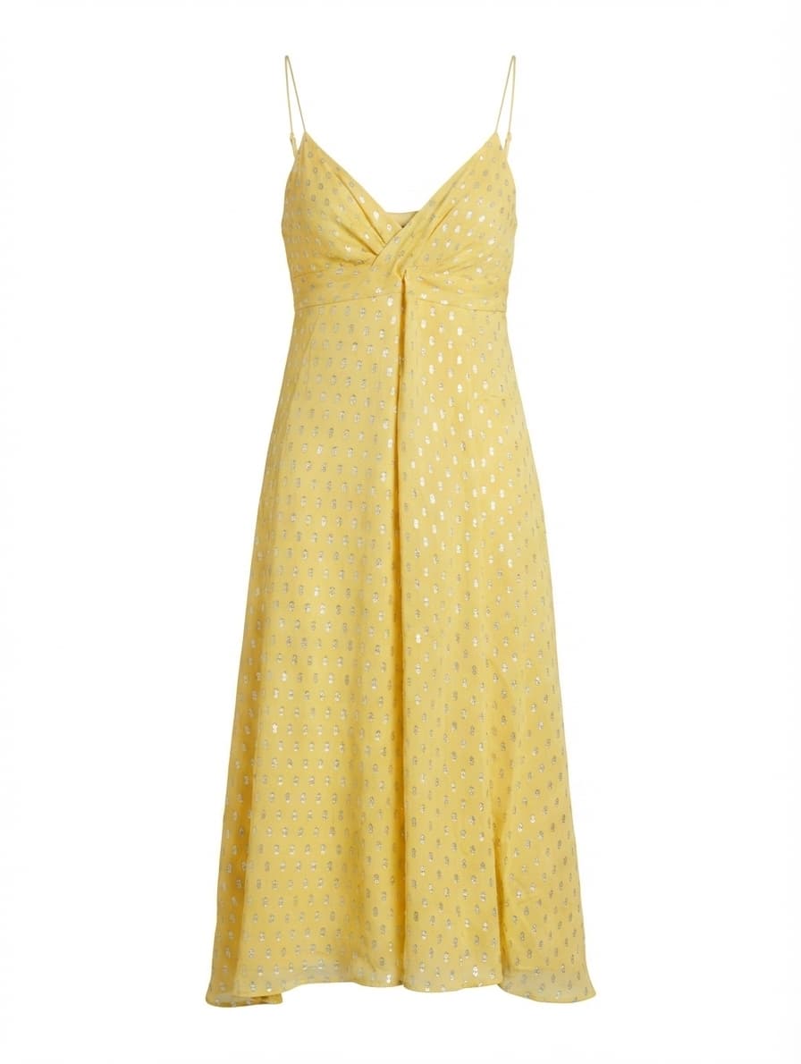 Camilla and Marc Metallic Dot Midi Dress Yellow Size 10 — photo 1 of 6