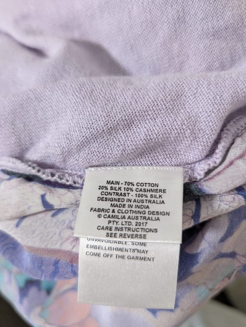 Camilla Australia Lavender Knit & Silk Floral Embellished Tunic - OS — photo 3 of 11