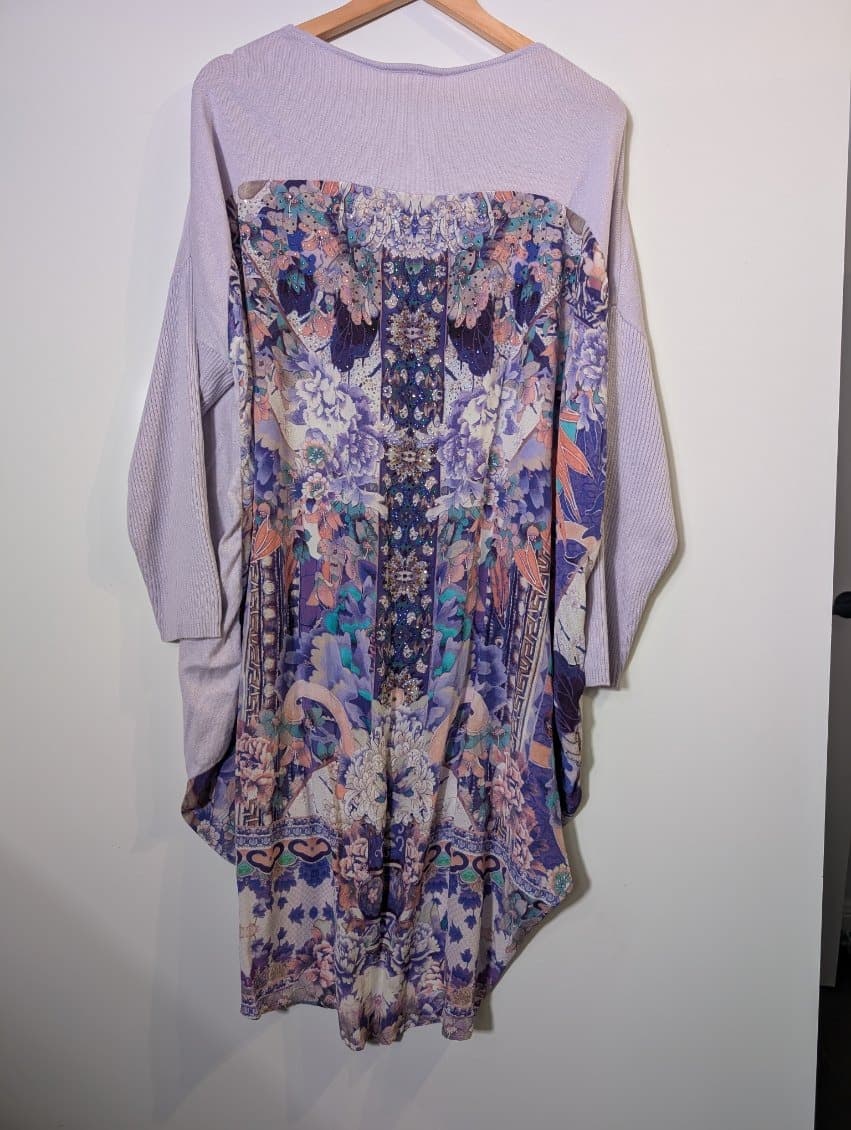 Camilla Australia Lavender Knit & Silk Floral Embellished Tunic - OS — photo 2 of 11