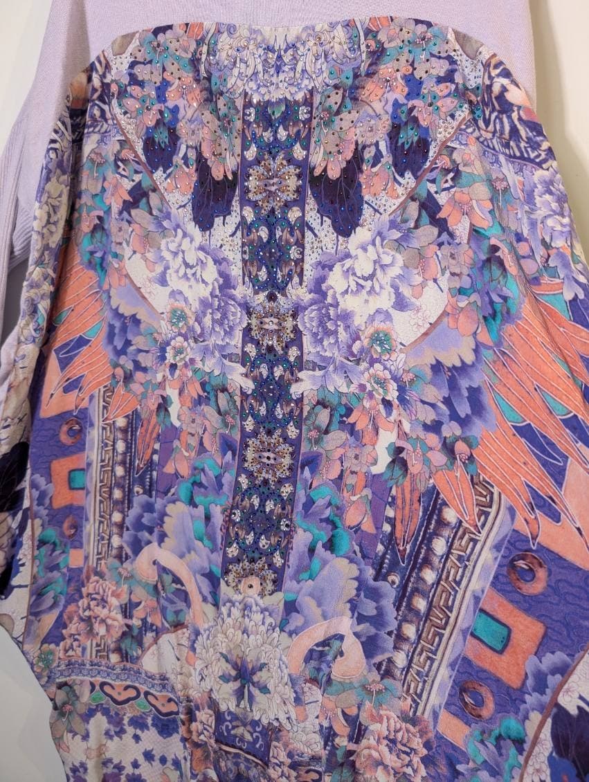Camilla Australia Lavender Knit & Silk Floral Embellished Tunic - OS — photo 5 of 11