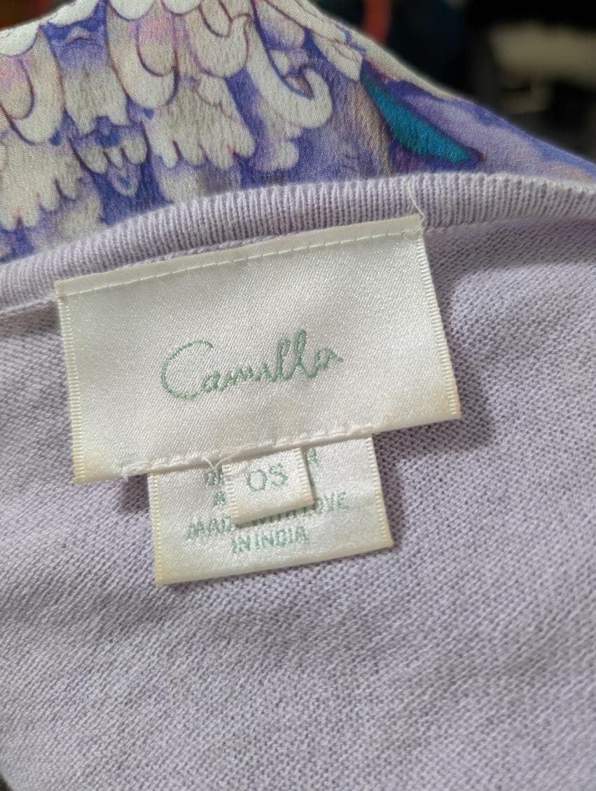 Camilla Australia Lavender Knit & Silk Floral Embellished Tunic - OS — photo 7 of 11