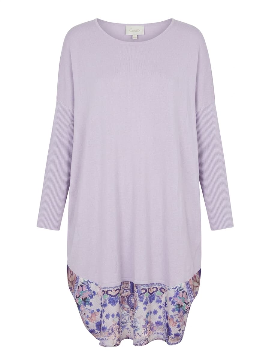 Camilla Australia Lavender Knit & Silk Floral Embellished Tunic - OS — photo 1 of 11
