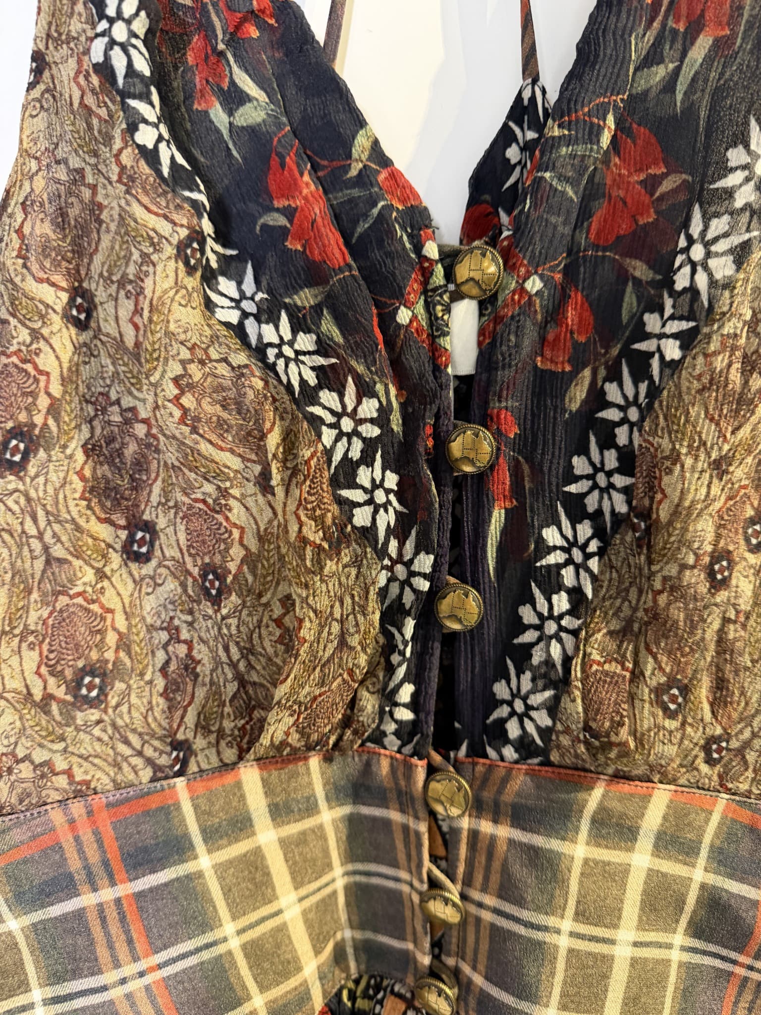 Camilla Patchwork Mixed Print Silk Slip Dress Women's XS — photo 3 of 13