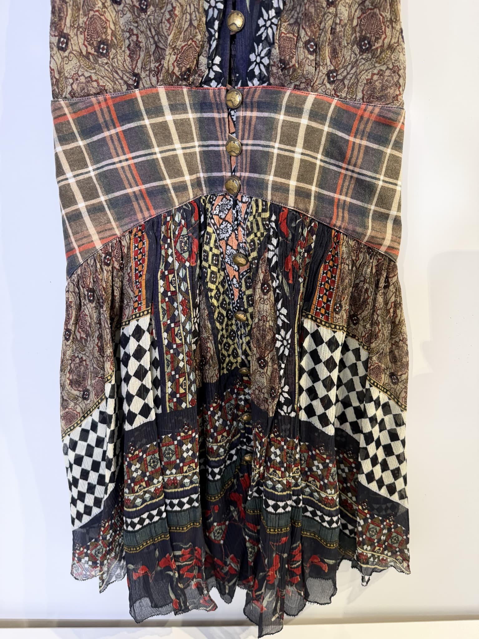Camilla Patchwork Mixed Print Silk Slip Dress Women's XS — photo 4 of 13
