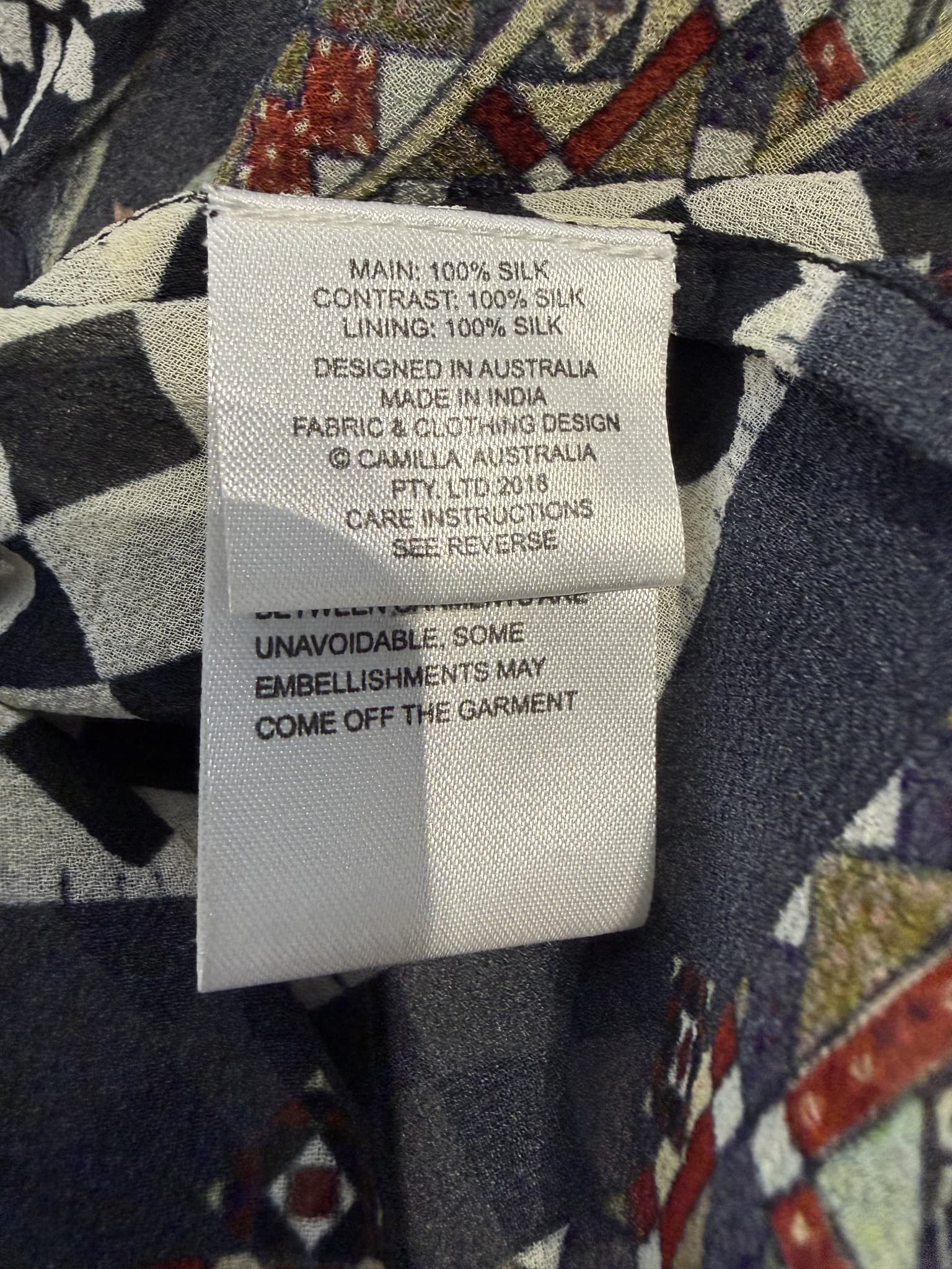 Camilla Silk Embellished Cami Dress Blue Patterned Size S — photo 2 of 14