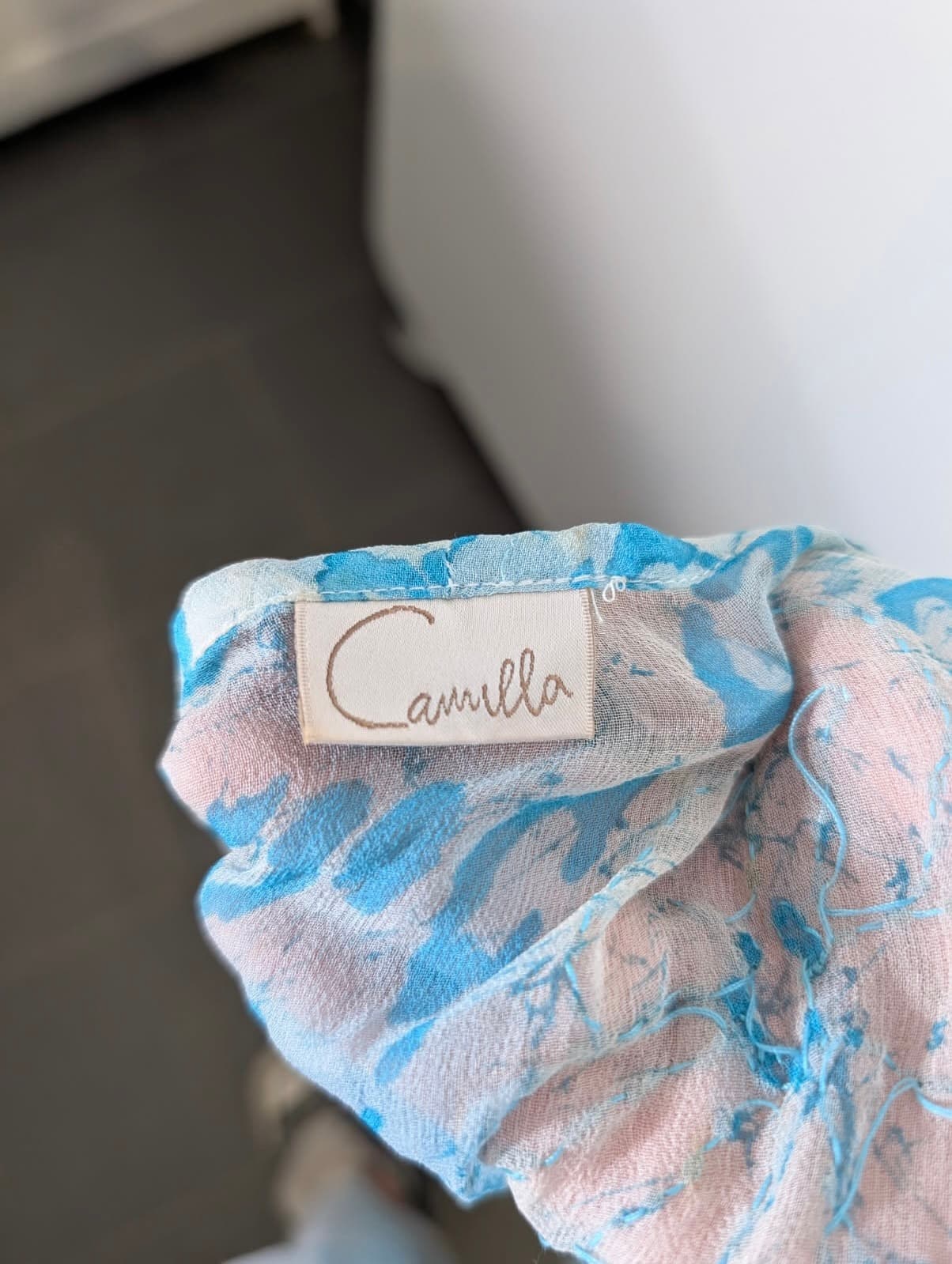 Camilla Silk Kaftan - Blue & White Animal Print Embellished Cover-Up — photo 2 of 7