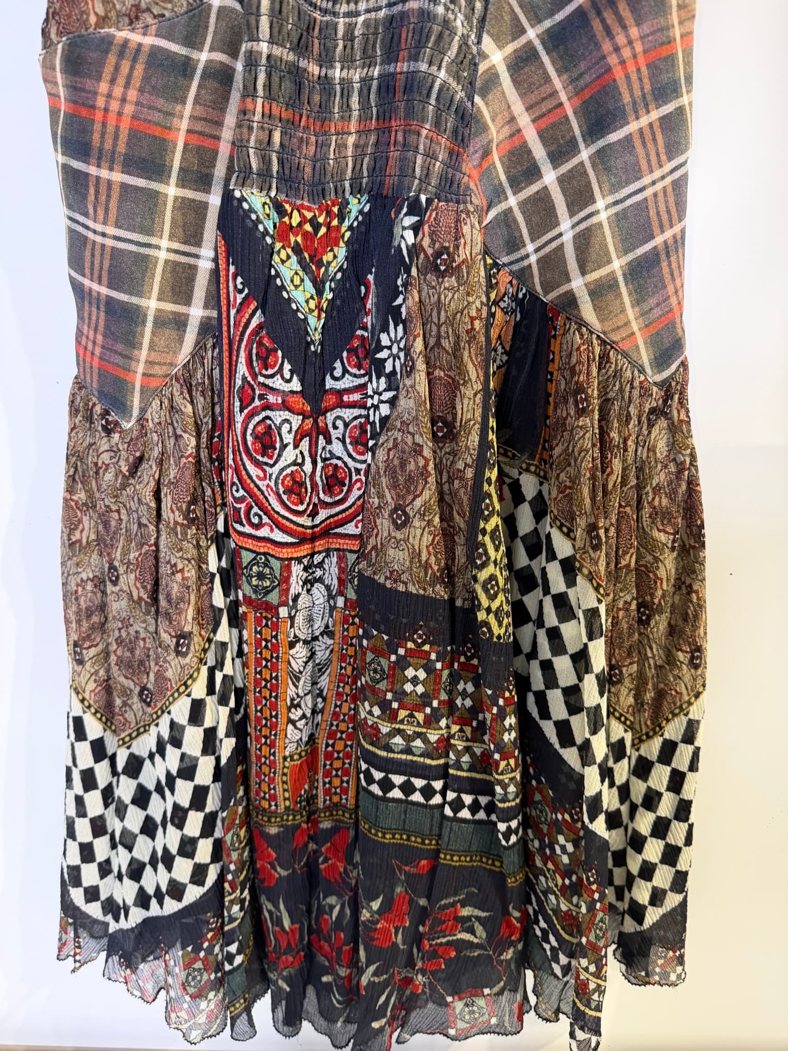 Camilla Silk Patchwork Mini Dress Vibrant Bohemian Print Size XS — photo 9 of 14