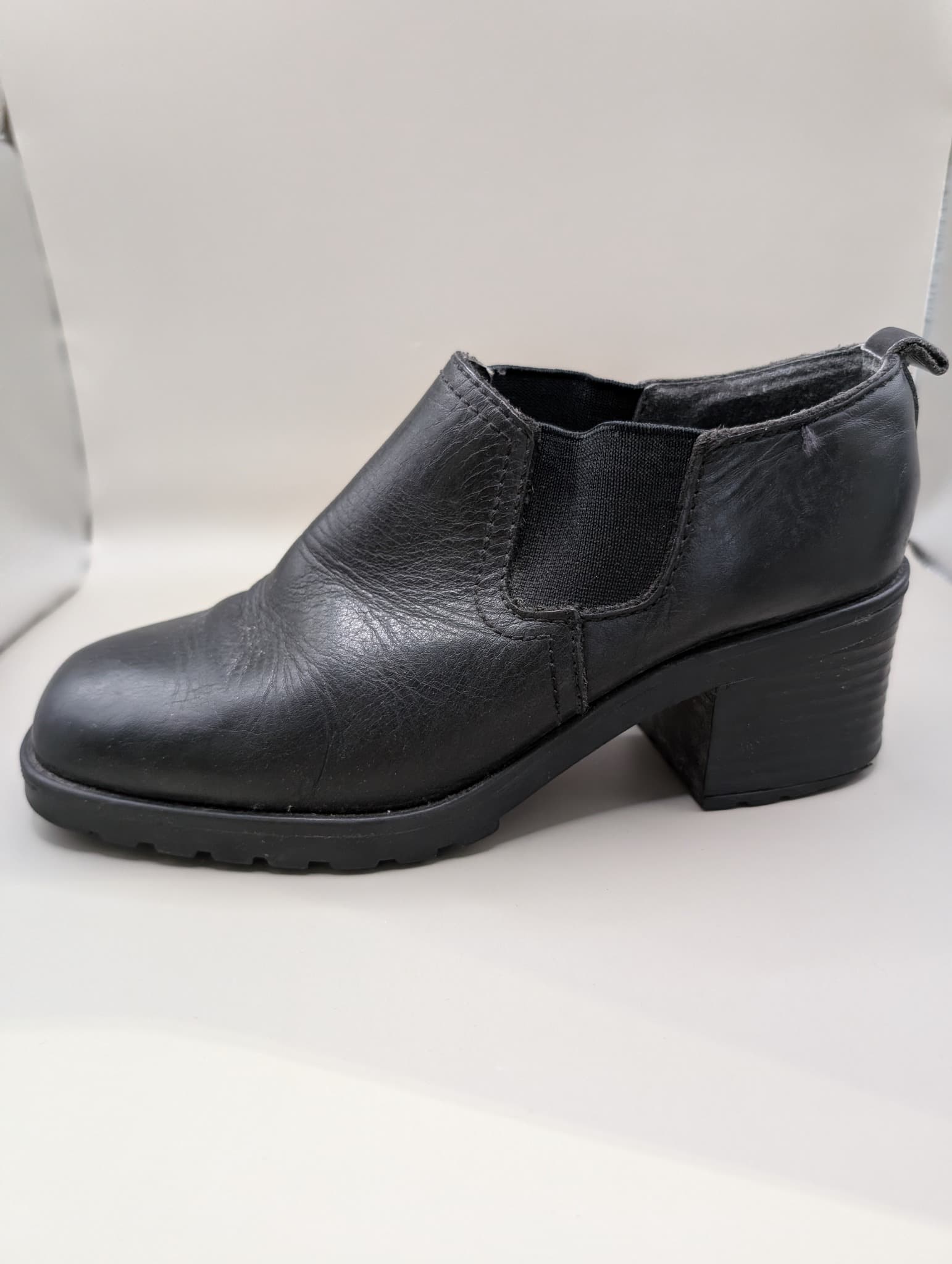 CANDY Black Leather Ankle Boots Women's Chelsea Heel — photo 2 of 8