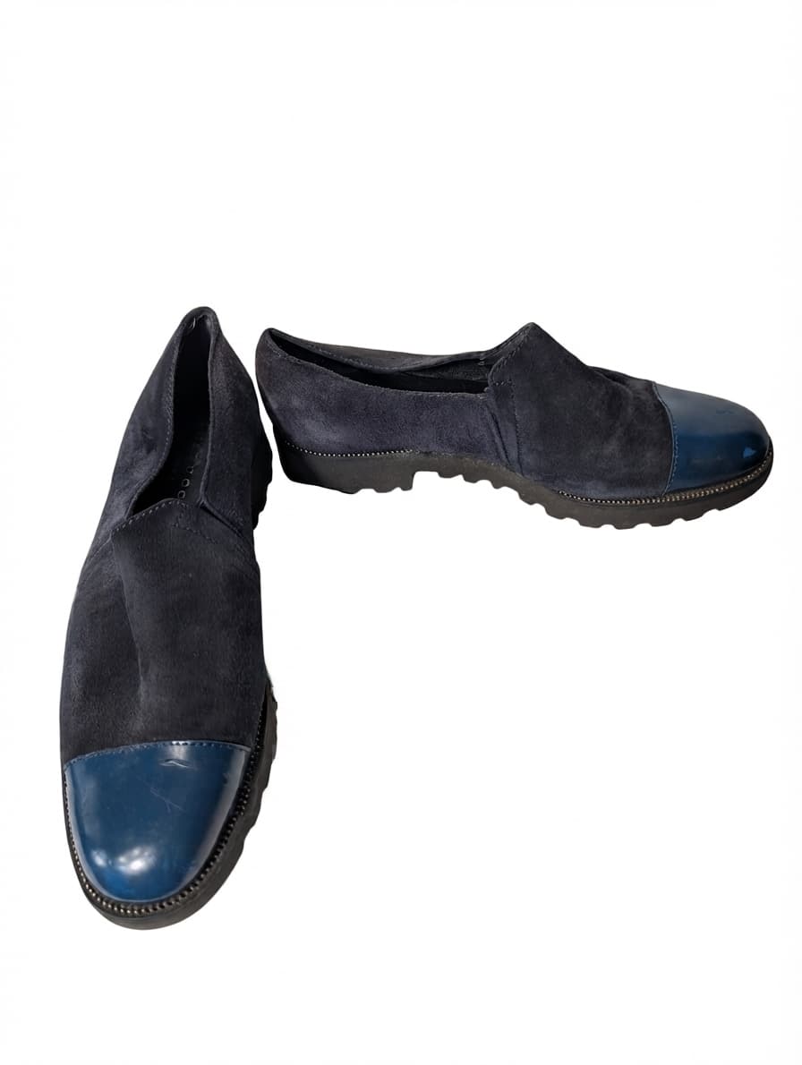 Carucci Roma Suede and Patent Leather Cap-Toe Loafers Black Blue EU 38 — photo 1 of 8