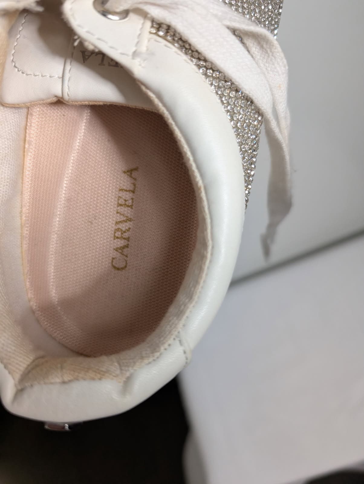 Carvela Kurt Geiger Crystal Embellished Platform Sneakers White — photo 2 of 9