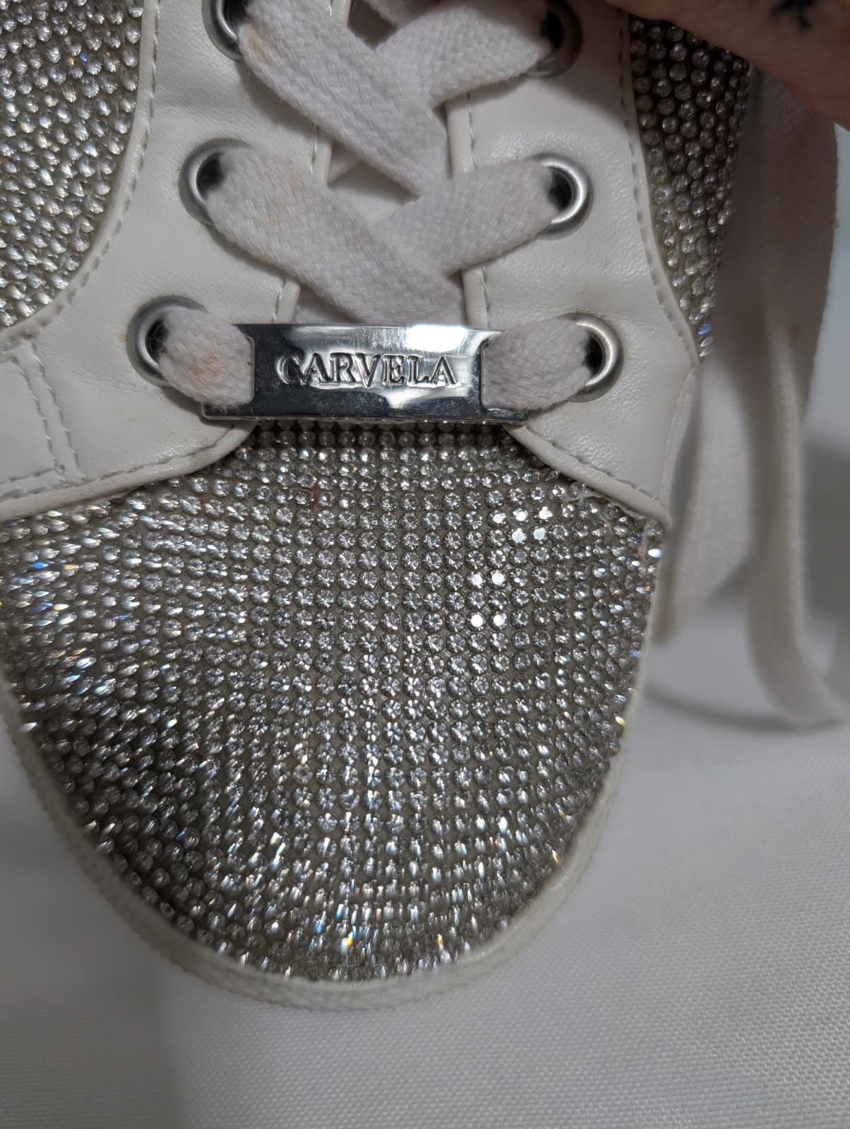 Carvela Kurt Geiger Crystal Embellished Platform Sneakers White — photo 4 of 9