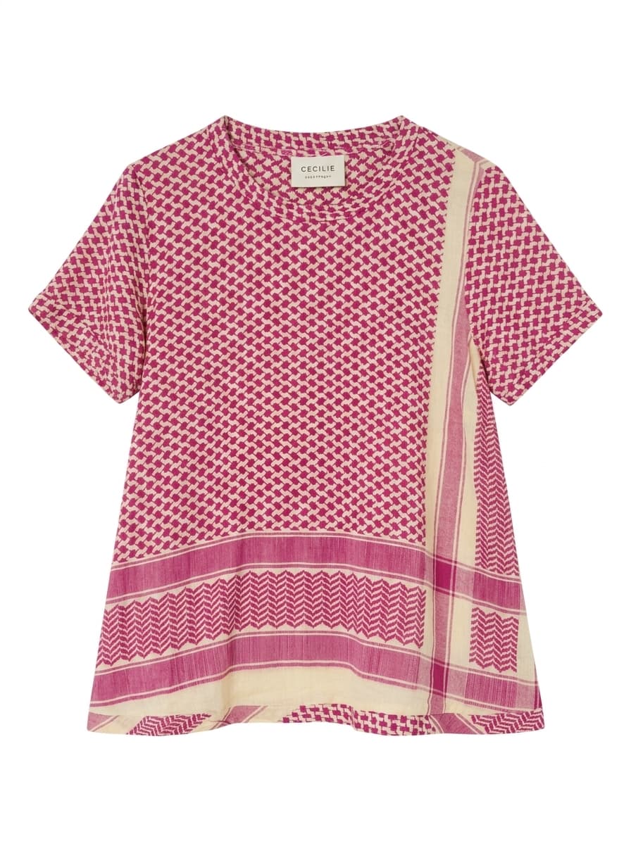 Cecilie Copenhagen Keffiyeh Print Blouse Pink & Cream Size M — photo 1 of 6