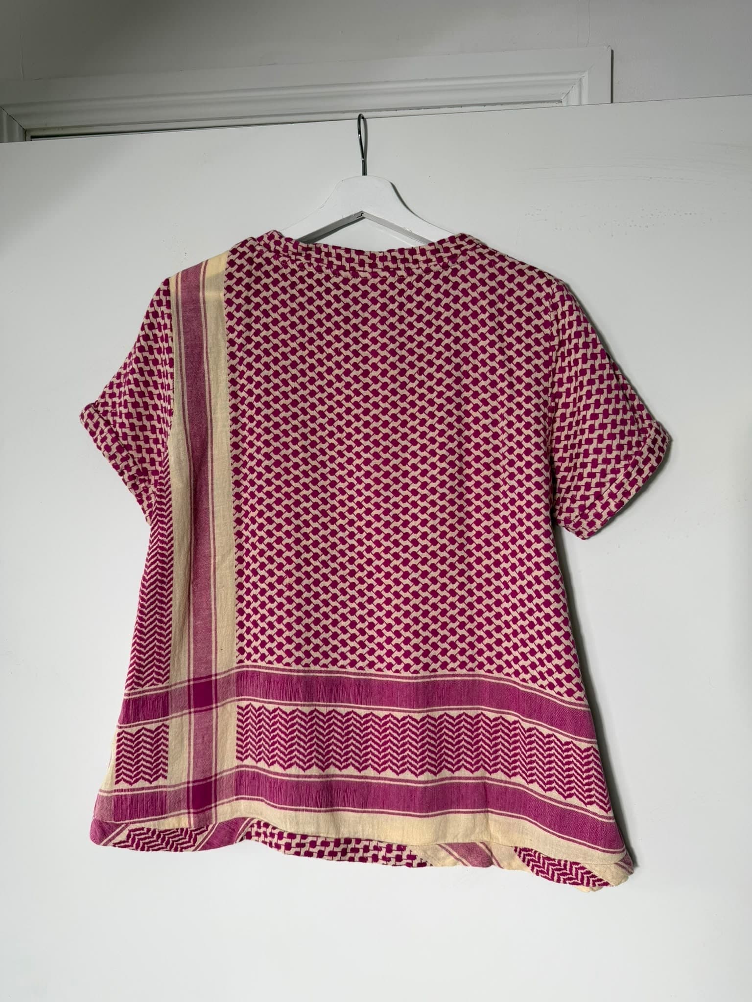Cecilie Copenhagen Keffiyeh Print Blouse Pink & Cream Size M — photo 4 of 6