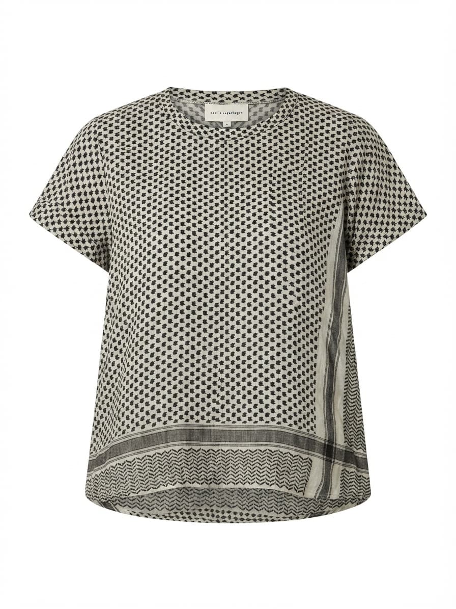 Cecilie Copenhagen Keffiyeh Print Cotton Blouse Black and White One Size — photo 1 of 4