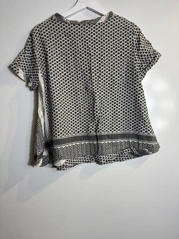Cecilie Copenhagen Keffiyeh Print Cotton Blouse Black and White One Size — photo 2 of 4
