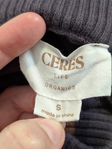 Ceres Life Organic Cotton Knit Midi Skirt Brown & Charcoal Size S — photo 3 of 4