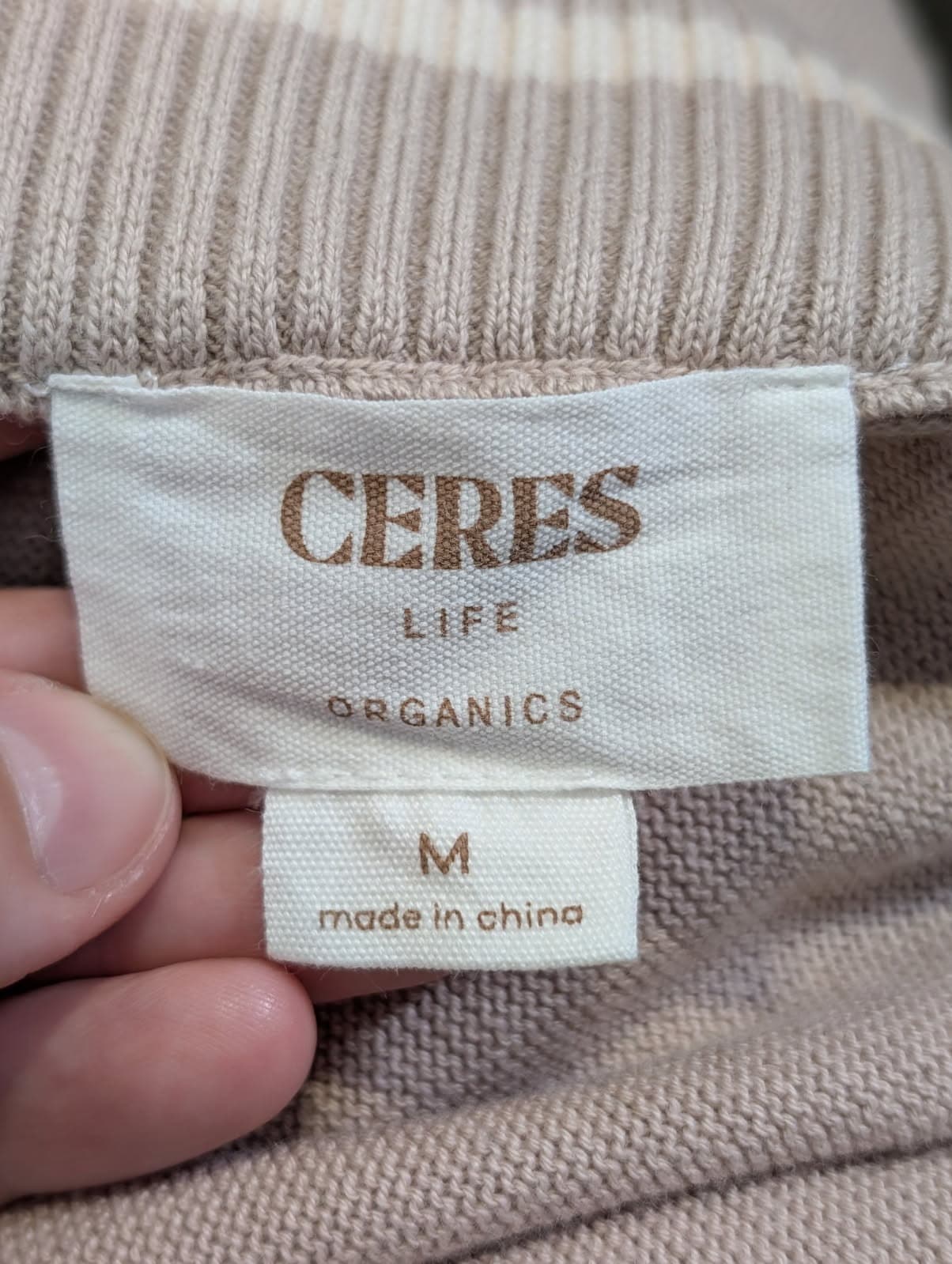 Ceres Life Organics Knit Midi Skirt Beige Drawstring Waist Size M — photo 2 of 3