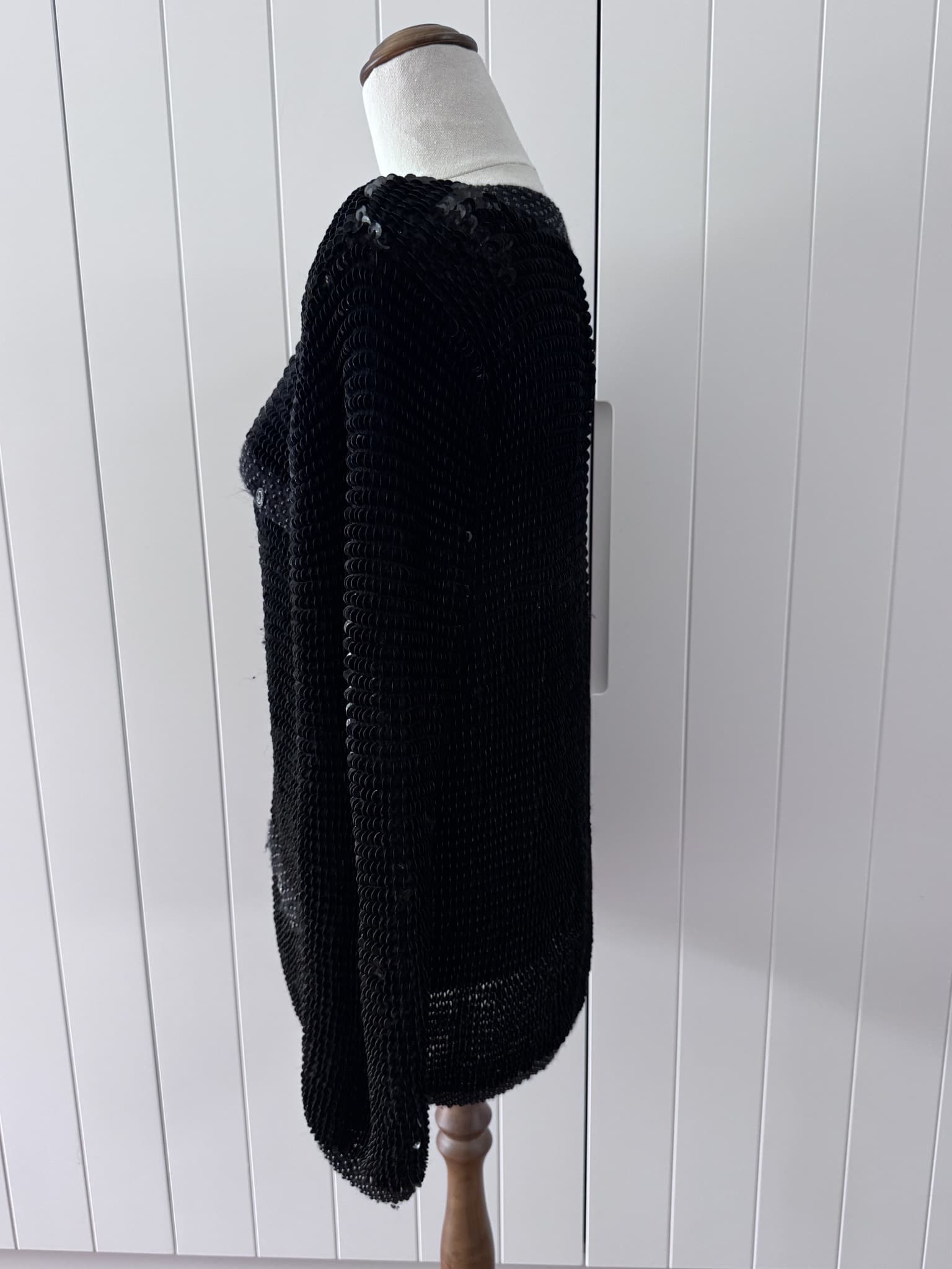 Champaign Vintage Black Sequin Cardigan Jacket - Embellished Knit — photo 3 of 10