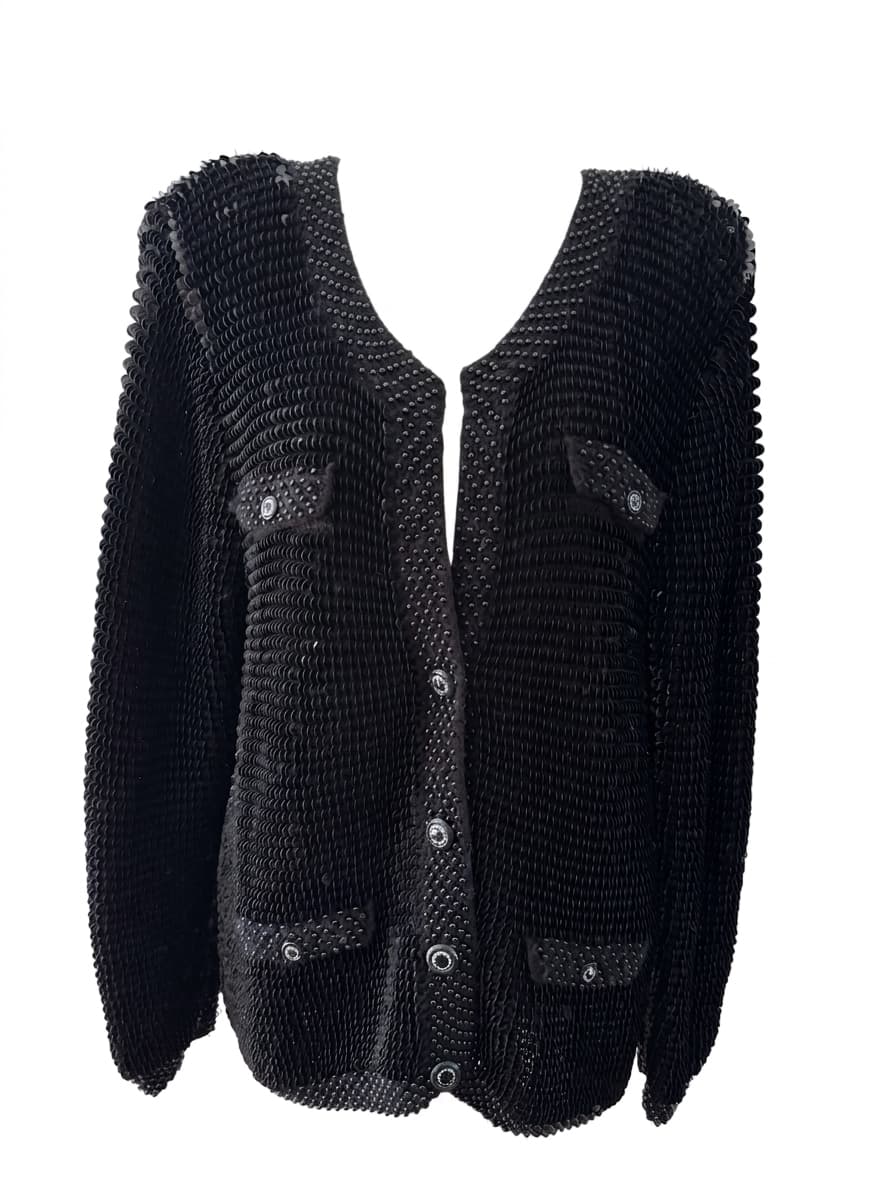 Champaign Vintage Black Sequin Cardigan Jacket - Embellished Knit — photo 1 of 10