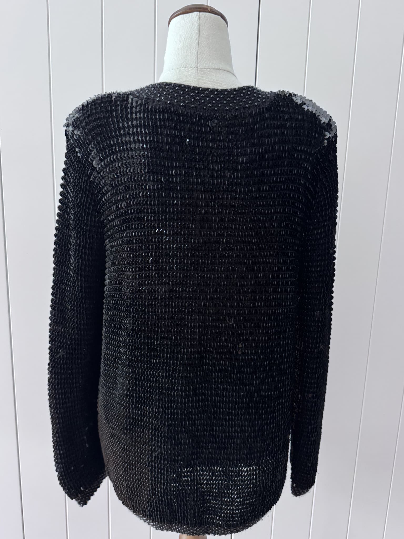 Champaign Vintage Black Sequin Cardigan Jacket - Embellished Knit — photo 9 of 10
