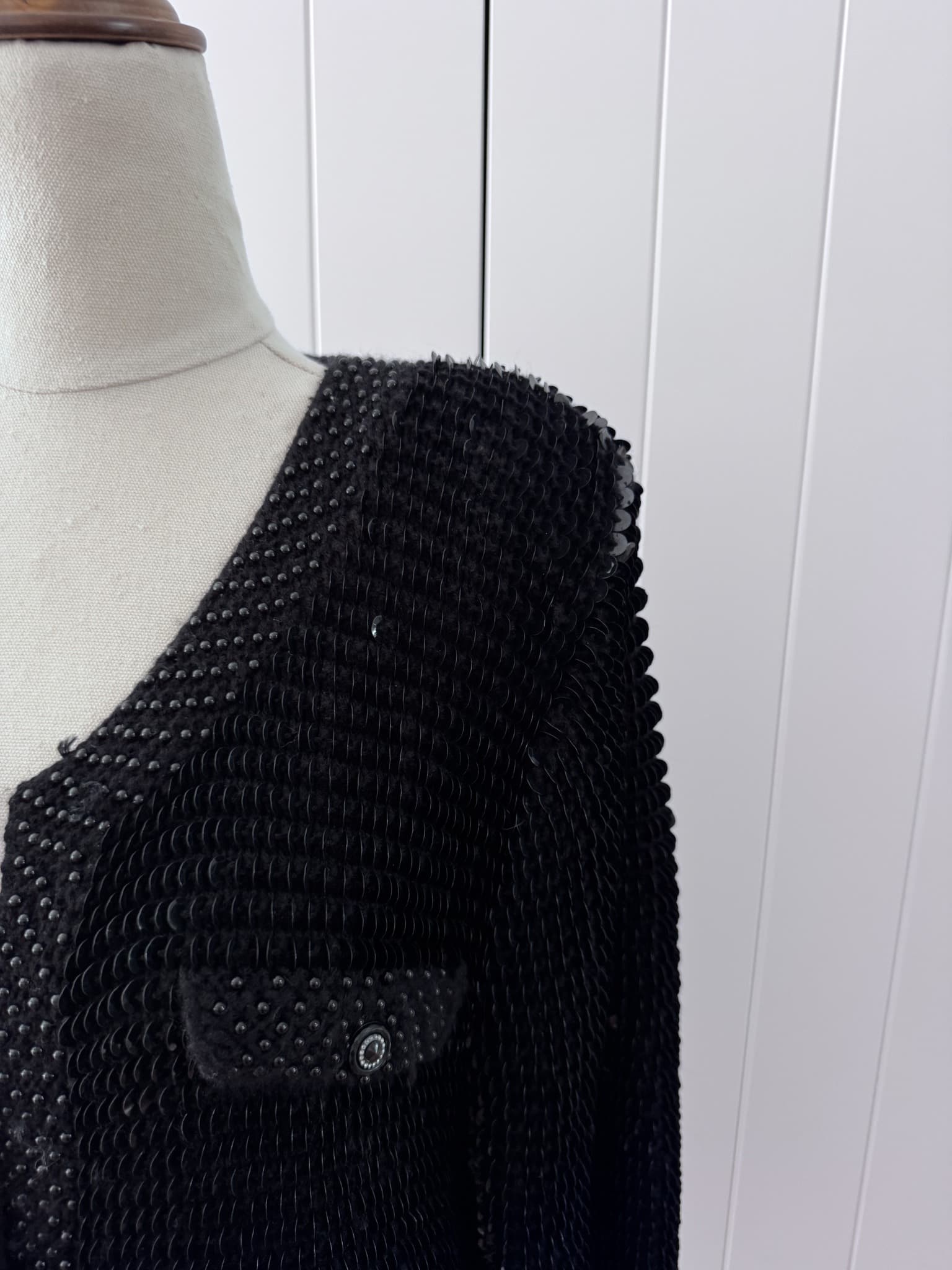 Champaign Vintage Black Sequin Cardigan Jacket - Embellished Knit — photo 10 of 10