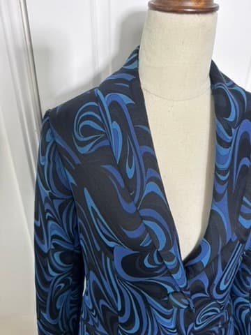 Charlie Brown Blue and Black Swirl Print Blazer - Size 10 — photo 2 of 9