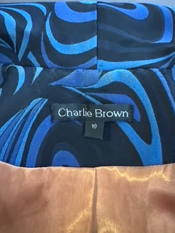 Charlie Brown Blue and Black Swirl Print Blazer - Size 10 — photo 3 of 9