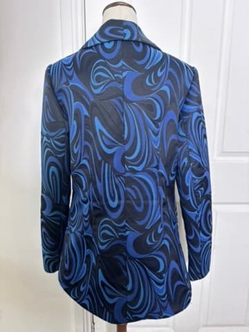 Charlie Brown Blue and Black Swirl Print Blazer - Size 10 — photo 7 of 9