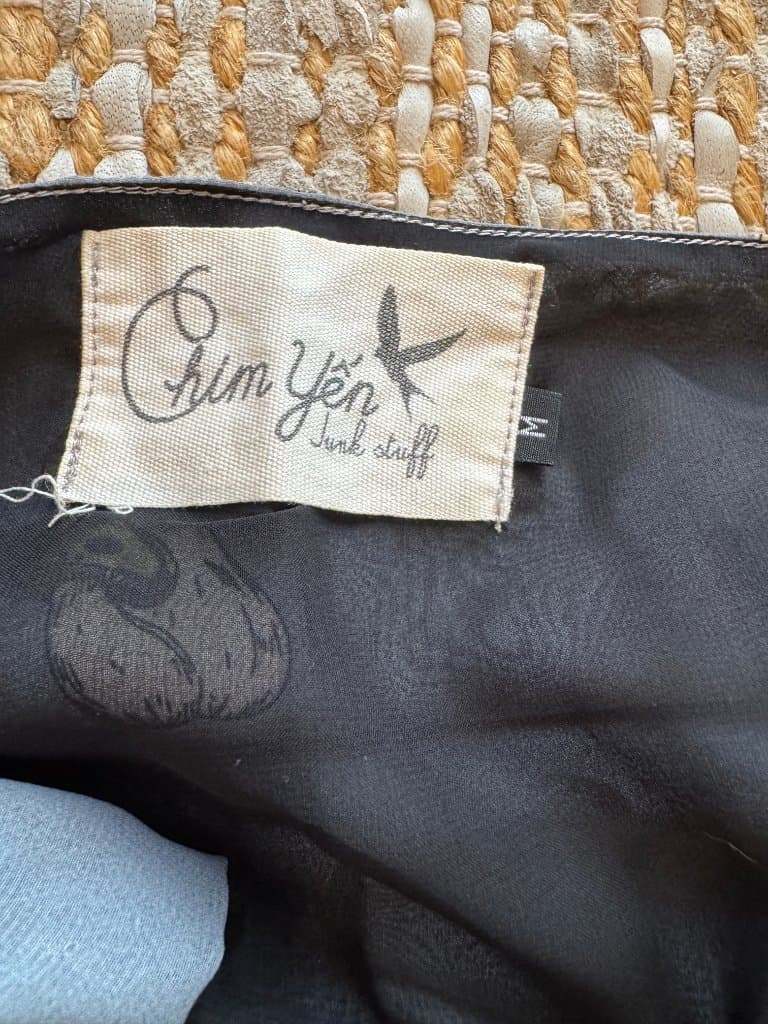 Chim Yen Junk Stuff Mushroom Print Silk Shift Dress - Grey Size M — photo 2 of 8