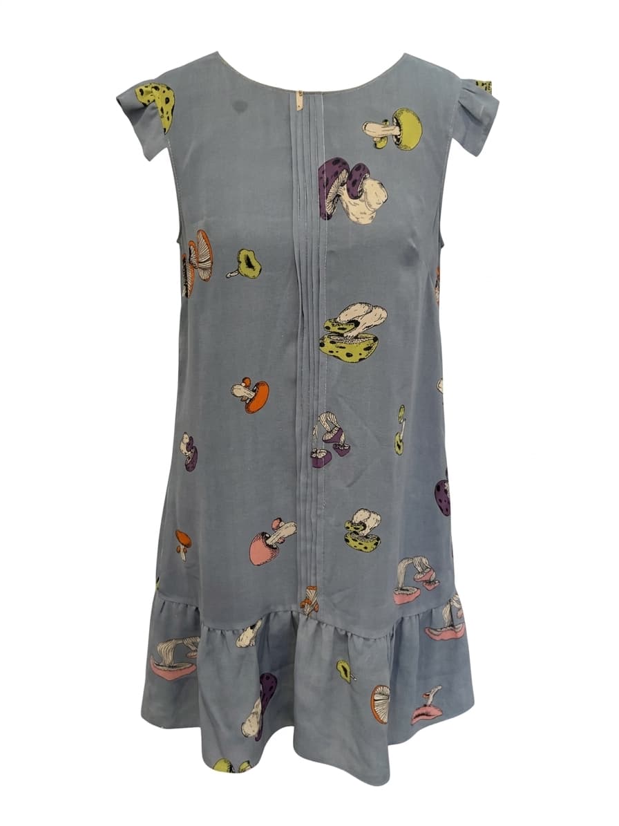 Chim Yen Junk Stuff Mushroom Print Silk Shift Dress - Grey Size M — photo 1 of 8