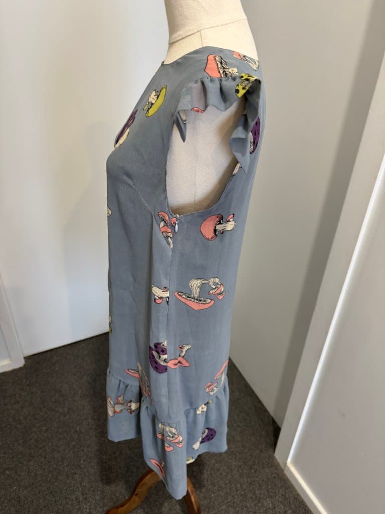 Chim Yen Junk Stuff Mushroom Print Silk Shift Dress - Grey Size M — photo 6 of 8