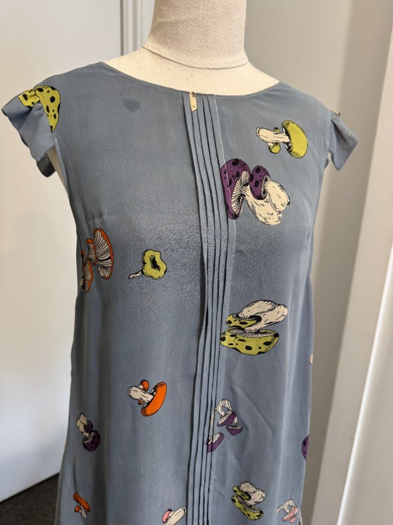Chim Yen Junk Stuff Mushroom Print Silk Shift Dress - Grey Size M — photo 7 of 8