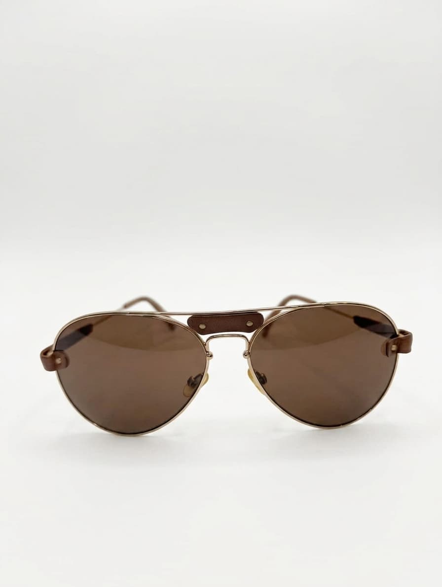 Chloé Aviator Sunglasses - Brown and Gold Tone — photo 1 of 5